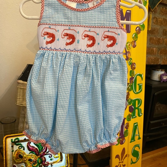 Lulu Bebe Infant Girls Smocked Romper size 6 months - Picture 7 of 13